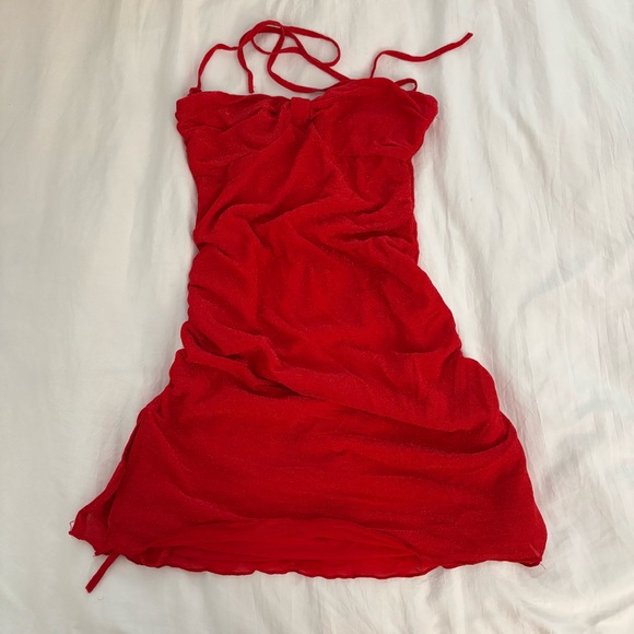 Red Glittery Mini Dress - Picture 2 of 4